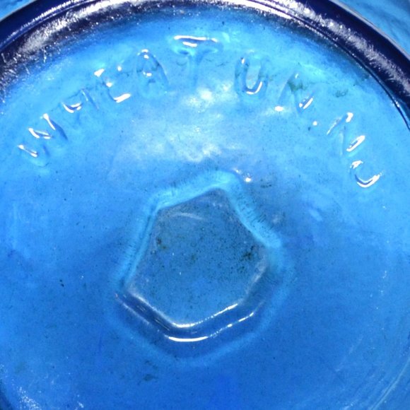 Vintage Ball And Claw Blue Bitters Glass Bottle MFG Wheaton Glass NJ - Picture 8 of 8